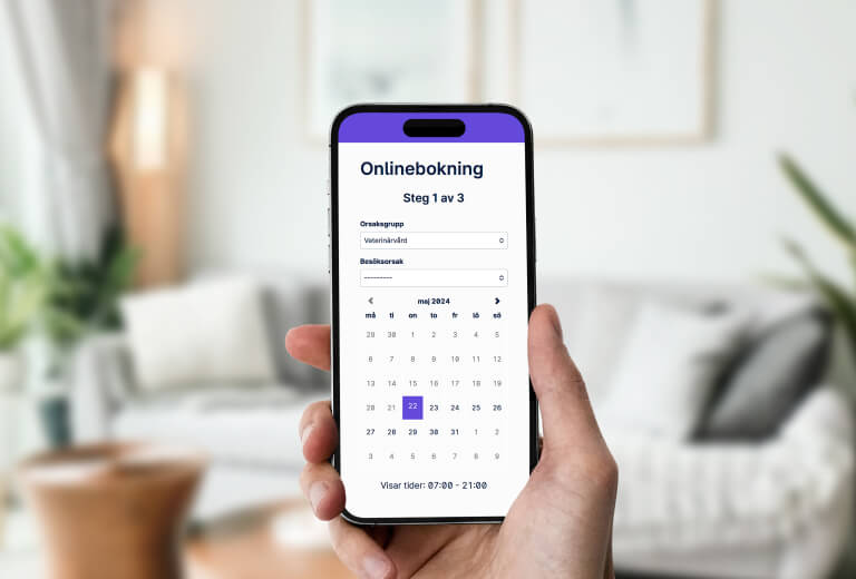 En telefon som visar ett bokningssystem
