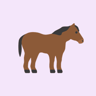 Liten häst i profil, illustrerad som symbol för djurvård och veterinärservice.